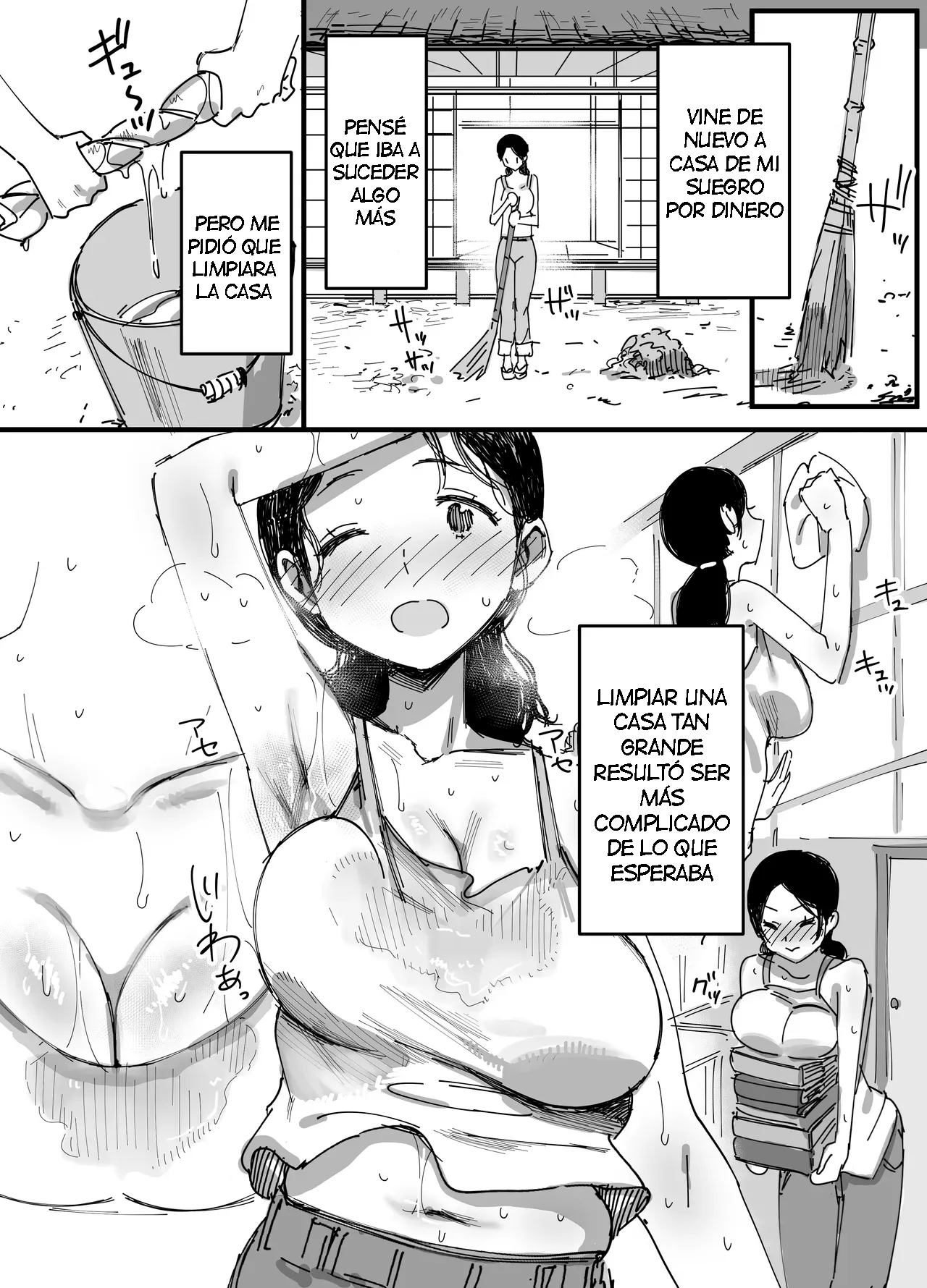 Otto no Shakkin Nakadashi Hensai Gifu ni Mi o Uru Komochi Tsuma｜Una Mujer Casada Vende su Cuerpo a su Suegro - Page 19